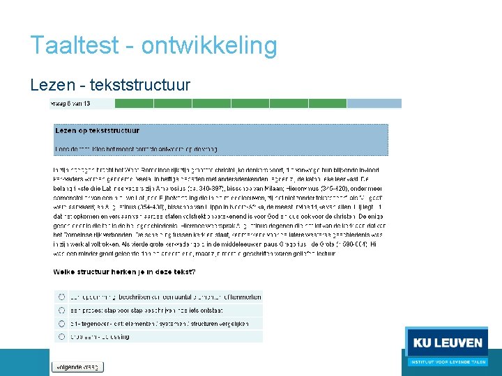 Taaltest - ontwikkeling Lezen - tekststructuur 