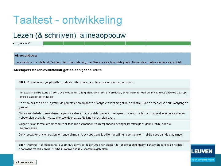 Taaltest - ontwikkeling Lezen (& schrijven): alineaopbouw 