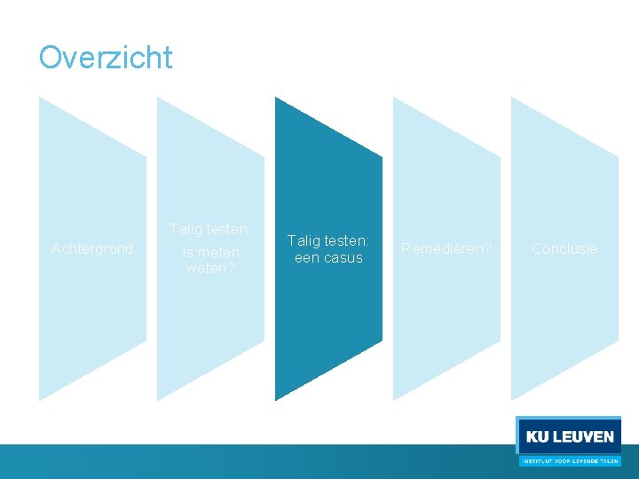 Overzicht Achtergrond Talig testen: Is meten weten? Talig testen: een casus Remediëren? Conclusie 