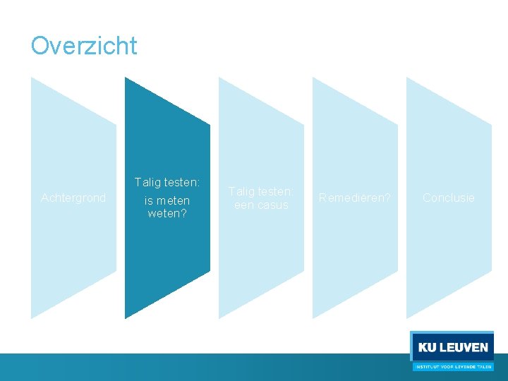 Overzicht Achtergrond Talig testen: is meten weten? Talig testen: een casus Remediëren? Conclusie 