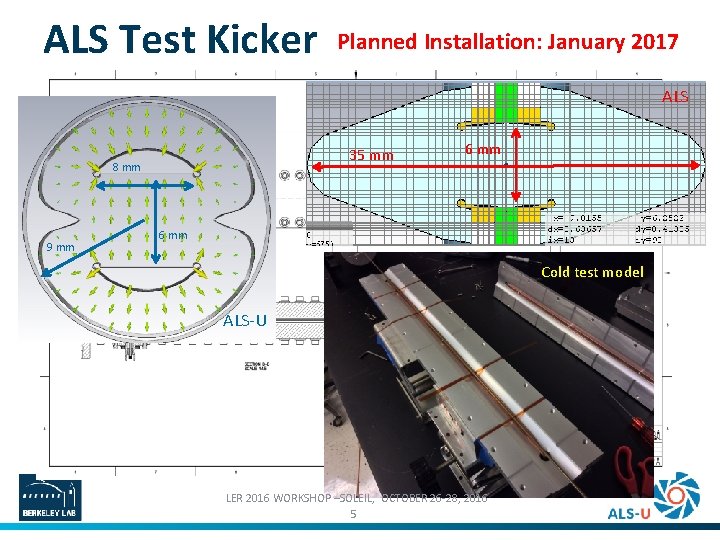 ALS Test Kicker Planned Installation: January 2017 ALS 35 mm 8 mm 9 mm