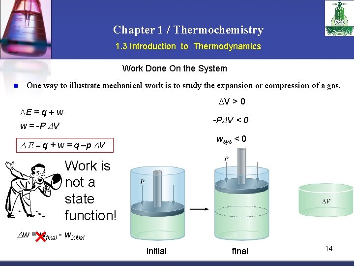 Chapter 1 / Thermochemistry 1. 3 Introduction to Thermodynamics Work Done On the System