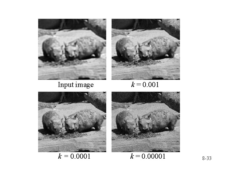 Input image k = 0. 001 k = 0. 00001 8 -33 