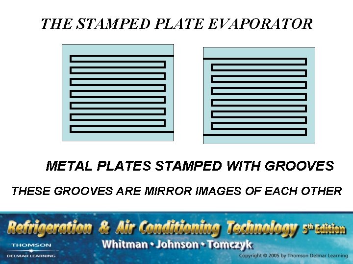 THE STAMPED PLATE EVAPORATOR METAL PLATES STAMPED WITH GROOVES THESE GROOVES ARE MIRROR IMAGES