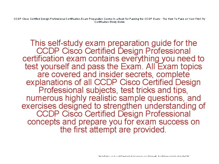 CCDP Cisco Certified Design Professional Certification Exam Preparation Course in a Book for Passing