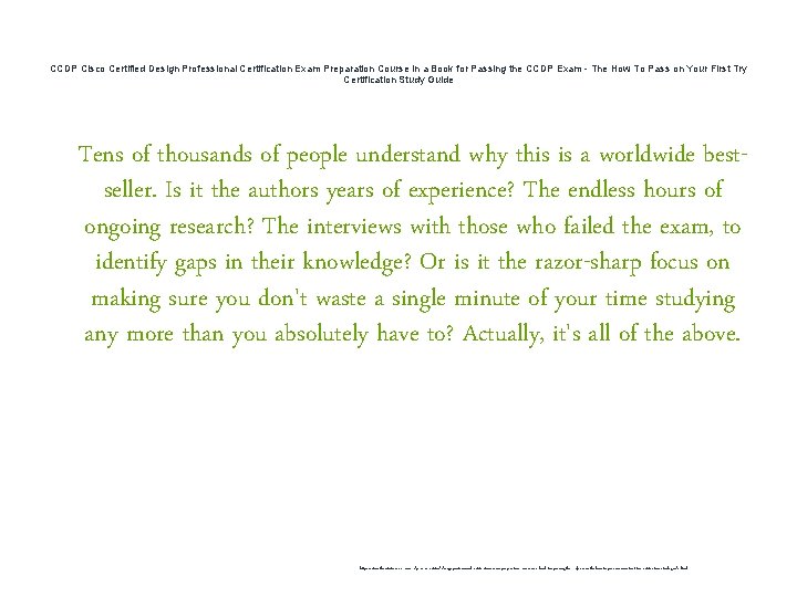 CCDP Cisco Certified Design Professional Certification Exam Preparation Course in a Book for Passing