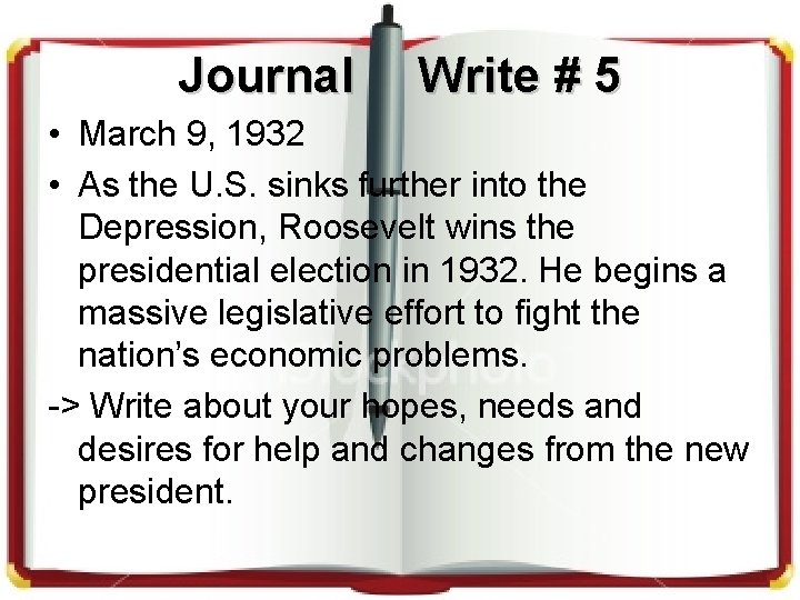 Journal Write # 5 • March 9, 1932 • As the U. S. sinks