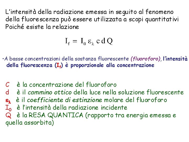 L’intensità della radiazione emessa in seguito al fenomeno della fluorescenza può essere utilizzata a