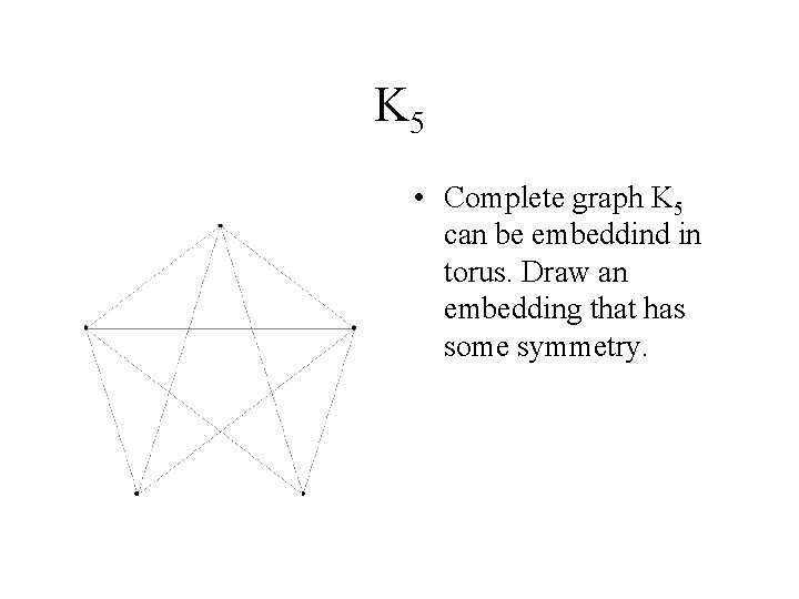 K 5 • Complete graph K 5 can be embeddind in torus. Draw an