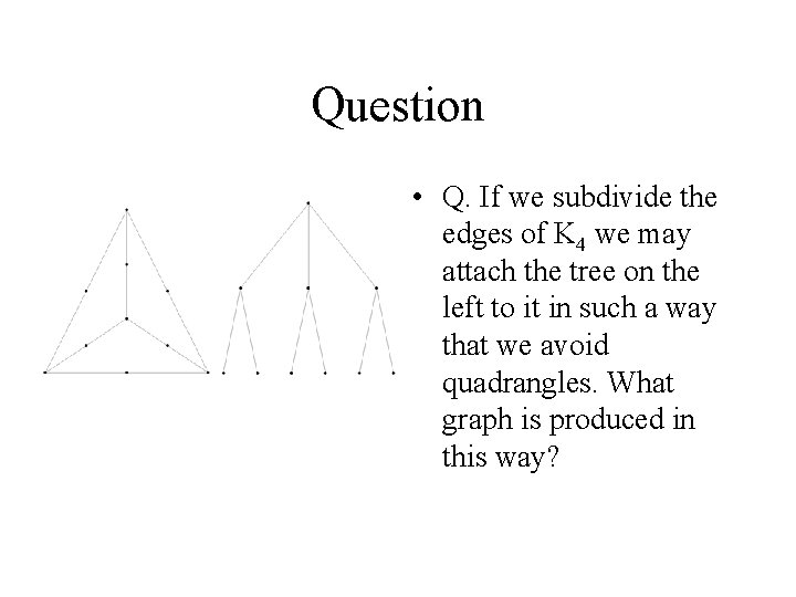 Question • Q. If we subdivide the edges of K 4 we may attach