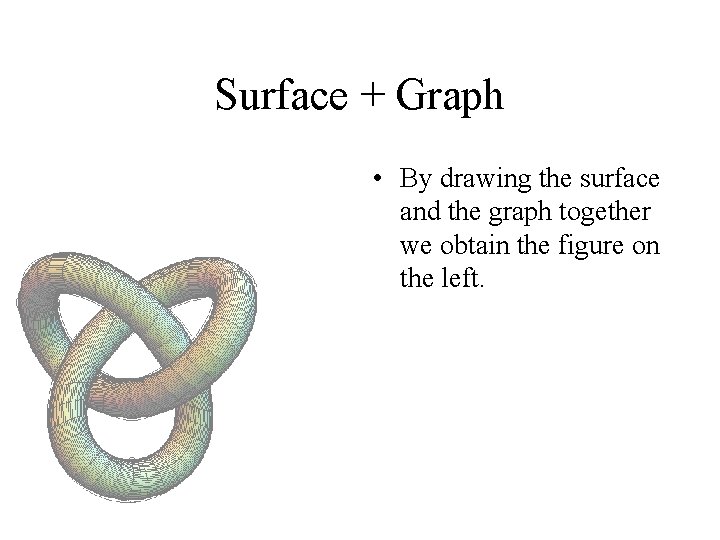 Surface + Graph • By drawing the surface and the graph together we obtain