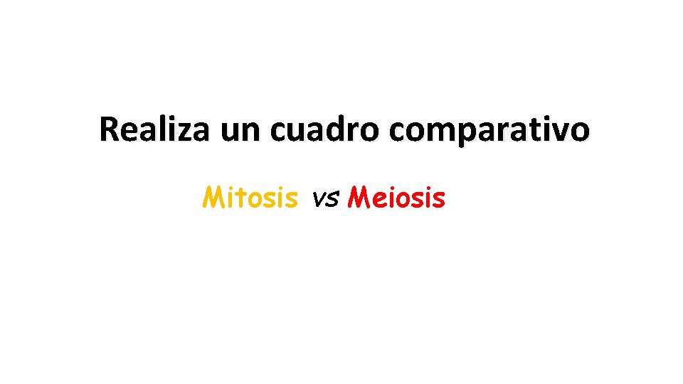 Realiza un cuadro comparativo Mitosis vs Meiosis 