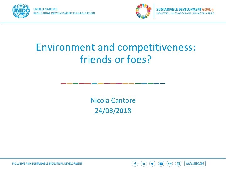 Environment and competitiveness: friends or foes? Nicola Cantore 24/08/2018 