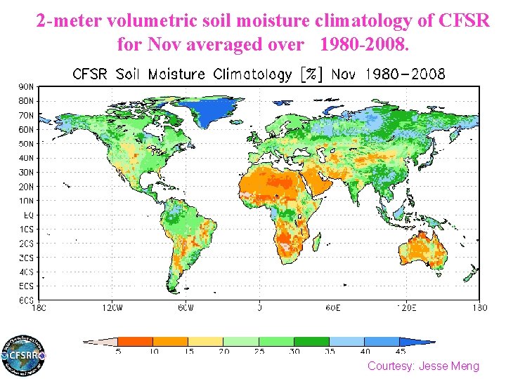 2 -meter volumetric soil moisture climatology of CFSR for Nov averaged over 1980 -2008.