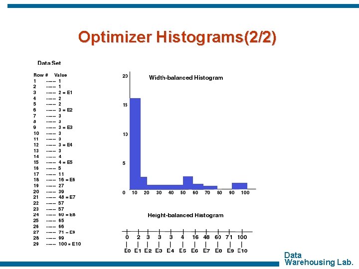 Optimizer Histograms(2/2) Data Warehousing Lab. 
