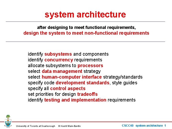 system architecture after designing to meet functional requirements