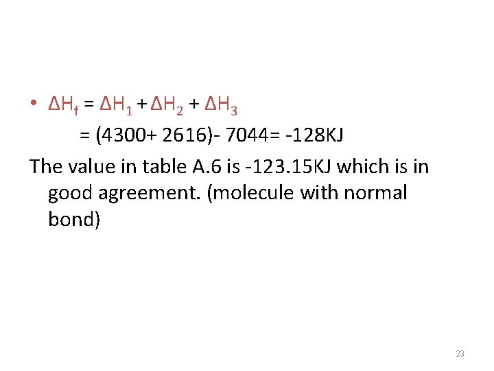  • ΔHf = ΔH 1 + ΔH 2 + ΔH 3 = (4300+