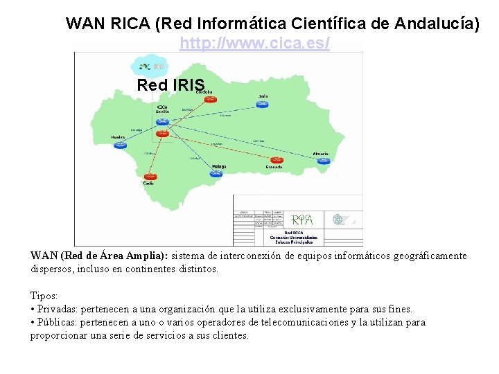 WAN RICA (Red Informática Científica de Andalucía) http: //www. cica. es/ Red IRIS WAN