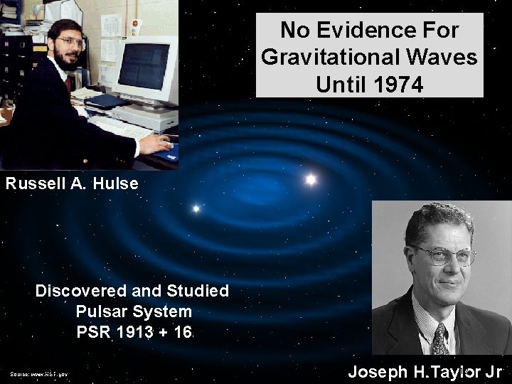 No Evidence For T Gravitational Waves h e Until 1974 Russell A. Hulse Discovered