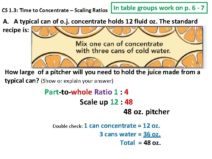 In table groups work on p. 6 - 7 A. A typical can of