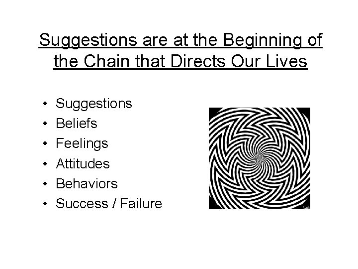 Suggestions are at the Beginning of the Chain that Directs Our Lives • •