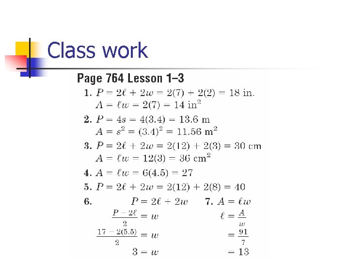 Class work 