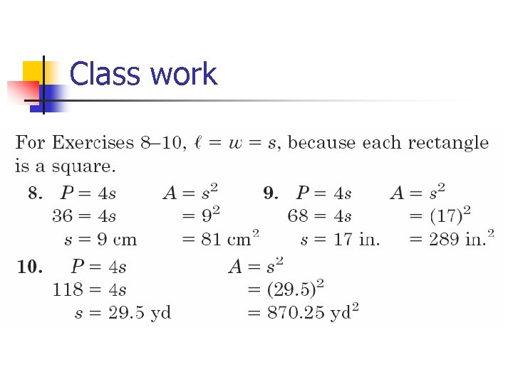 Class work 