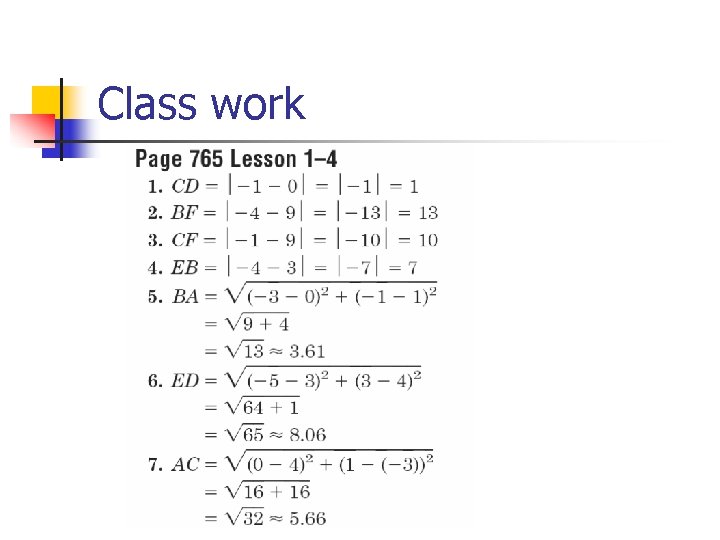 Class work 
