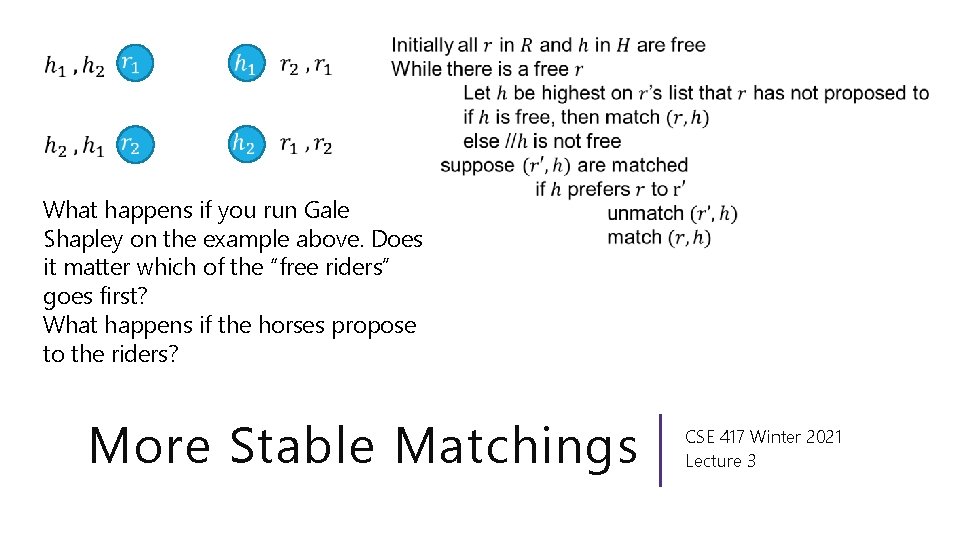 What happens if you run Gale Shapley on the example above. Does it matter