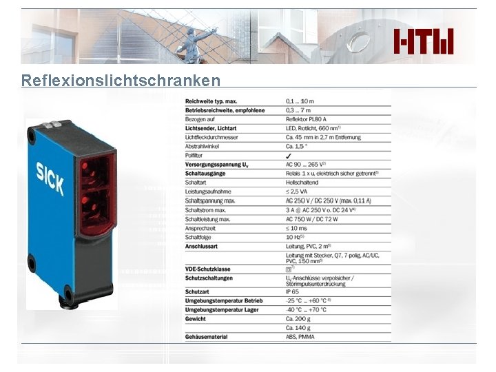 Reflexionslichtschranken Reflexionslichtschranken