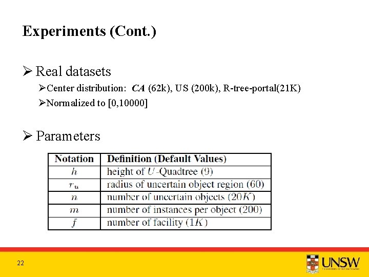 Experiments (Cont. ) Ø Real datasets ØCenter distribution: CA (62 k), US (200 k),