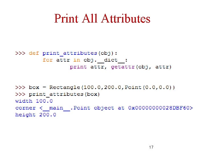 Print All Attributes 17 Print All Attributes 17