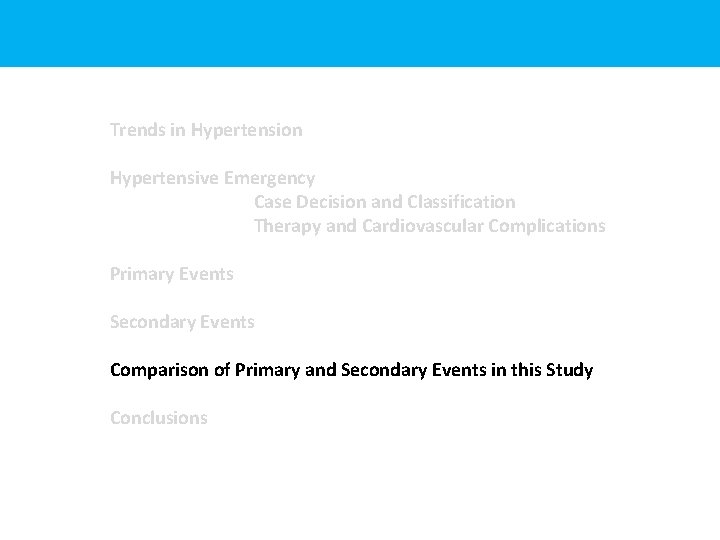 Trends in Hypertension Hypertensive Emergency Case Decision and Classification Therapy and Cardiovascular Complications Primary