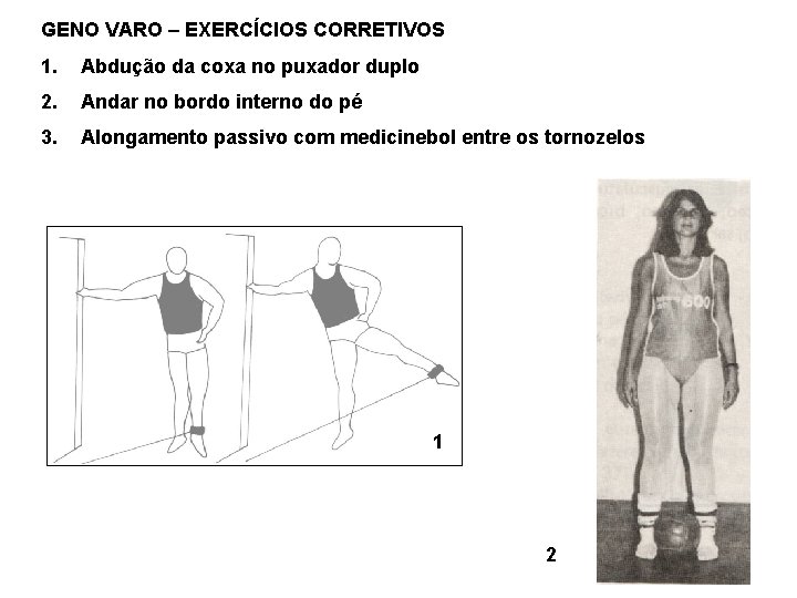 GENO VARO – EXERCÍCIOS CORRETIVOS 1. Abdução da coxa no puxador duplo 2. Andar