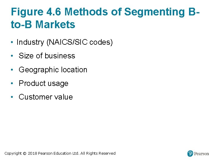 Figure 4. 6 Methods of Segmenting Bto-B Markets • Industry (NAICS/SIC codes) • Size