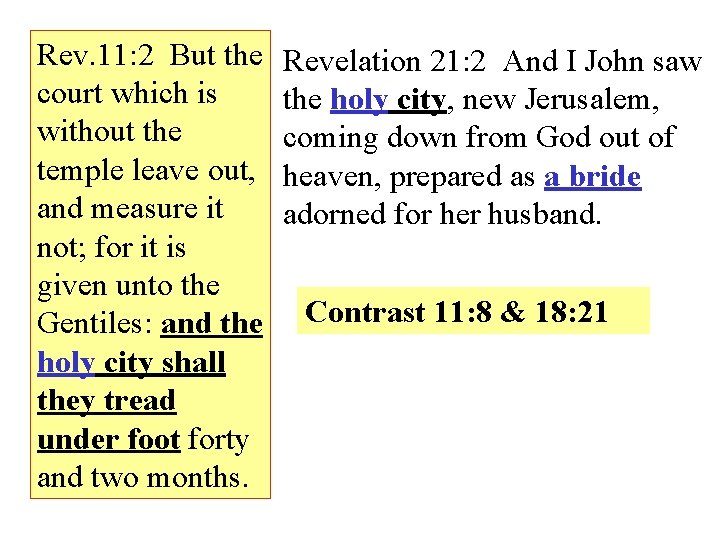 Rev. 11: 2 But the court which is without the temple leave out, and