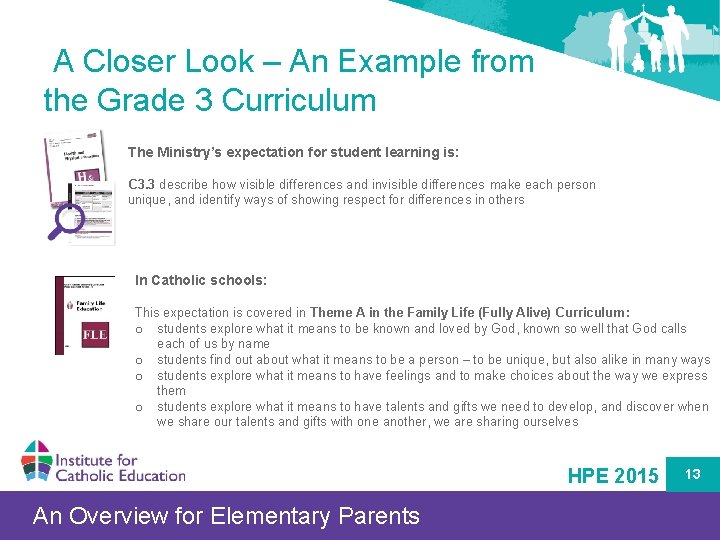 A Closer Look – An Example from the Grade 3 Curriculum The Ministry’s expectation