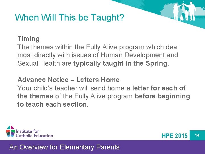 When Will This be Taught? Timing The themes within the Fully Alive program which