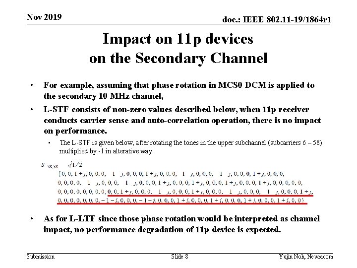 Nov 2019 doc. : IEEE 802. 11 -19/1864 r 1 Impact on 11 p