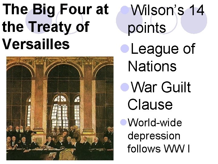 The Big Four at l. Wilson’s 14 the Treaty of points Versailles l. League