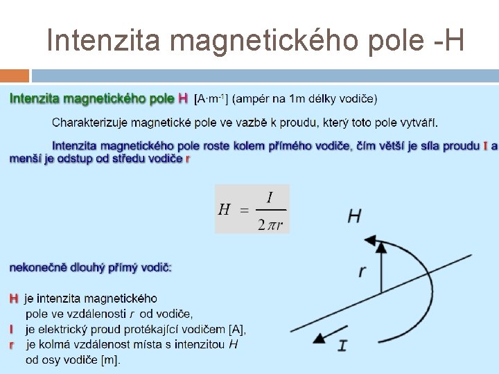 Intenzita magnetického pole -H 