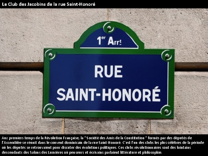 Le Club des Jacobins de la rue Saint-Honoré Aux premiers temps de la Révolution