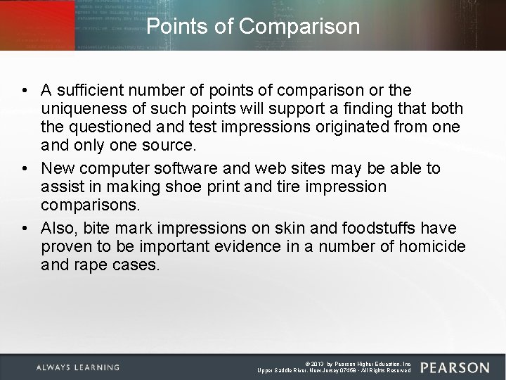 Points of Comparison • A sufficient number of points of comparison or the uniqueness