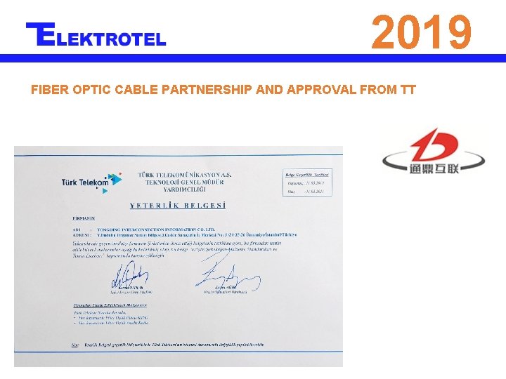 2019 FIBER OPTIC CABLE PARTNERSHIP AND APPROVAL FROM TT 