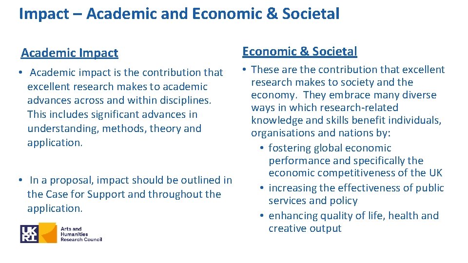 Impact – Academic and Economic & Societal Academic Impact Economic & Societal • These
