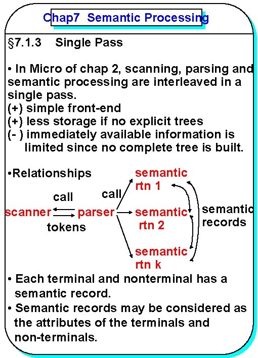 Chap 7 Semantic Processing § 7. 1. 3 YANG Single Pass • In Micro