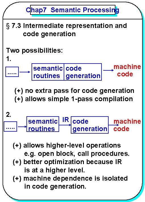 Chap 7 Semantic Processing YANG § 7. 3 Intermediate representation and code generation Two