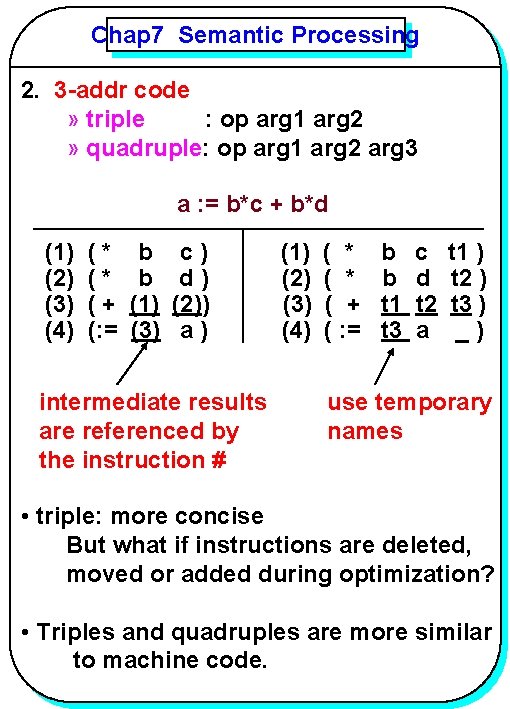 Chap 7 Semantic Processing YANG 2. 3 -addr code » triple : op arg