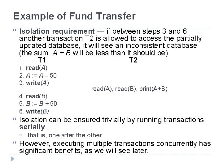 Example of Fund Transfer Isolation requirement — if between steps 3 and 6, another