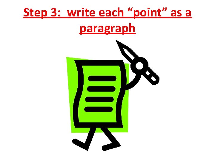 Step 3: write each “point” as a paragraph 